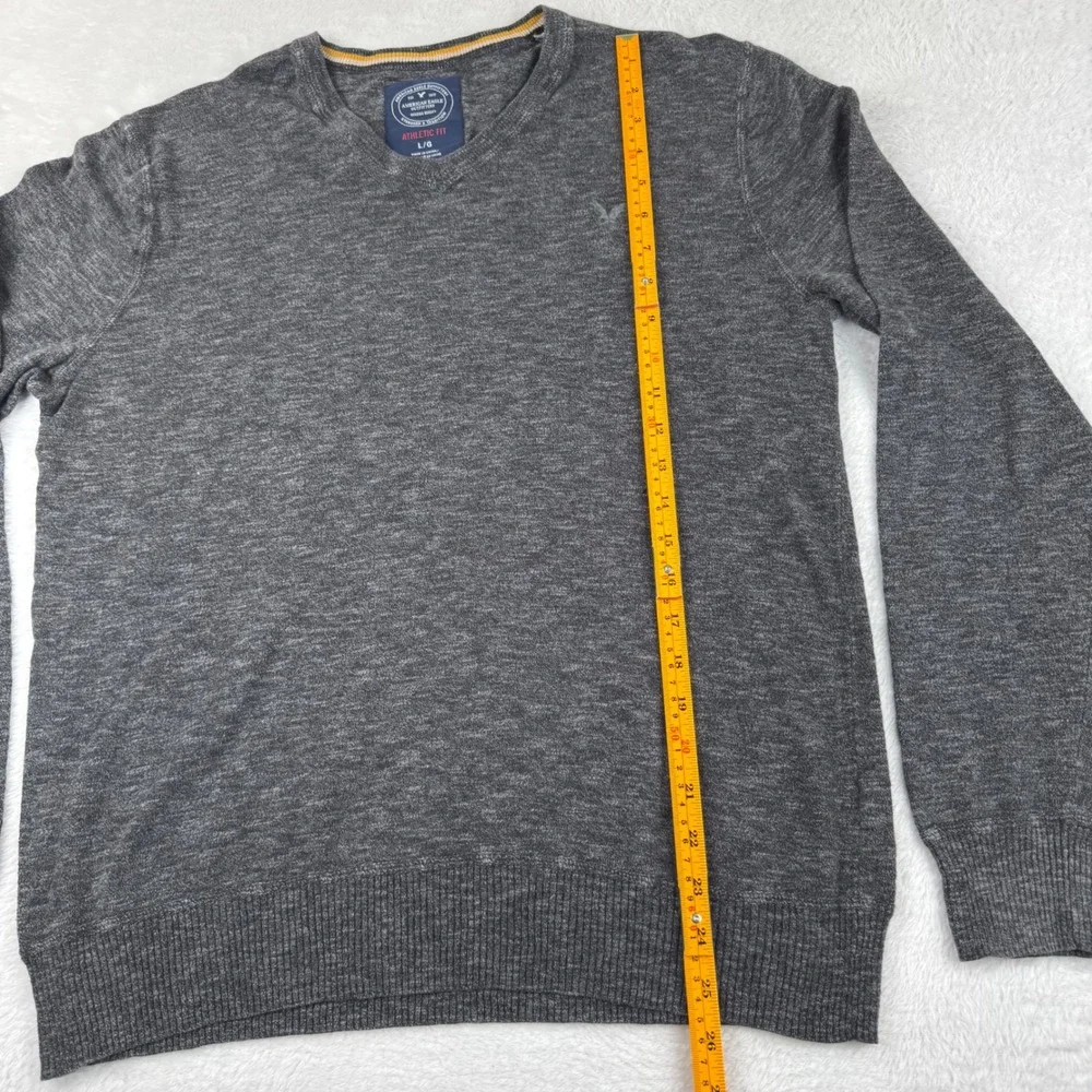 American Eagle V-Neck Sweater Mens Large Charcoal Gray Athletic Fit‎ Cotton